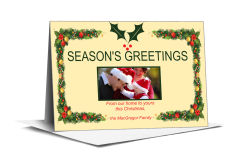 Christmas Mistletoe Holly Borders Cards with photo 7.875